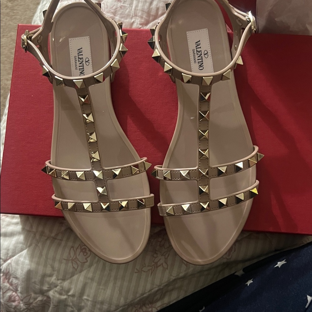 Valentino Garavani Nude Jelly Sandals with Studs